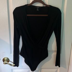 Black v neck bodysuit